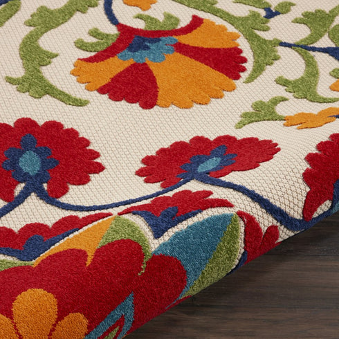 Red and Multicolor Indoor Outdoor Runner Rug